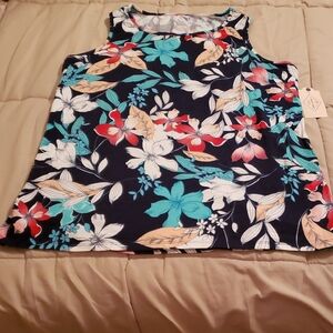 Women's St John's Bay Floral Sleeveless Top, Size Large, NWT